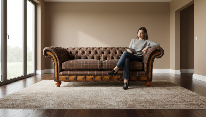 Chesterfield 3-zits BANK BEKLEDINGSSTOF BANKSTELLEN WOONKAMER SOFA NIEUW