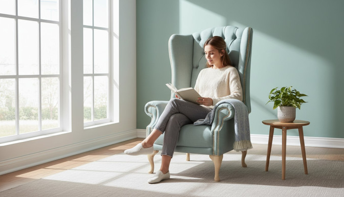 Ohrensessel fauteuil Ontwerp Bekleding Wit Bank Chesterfield Textiel Nieuw