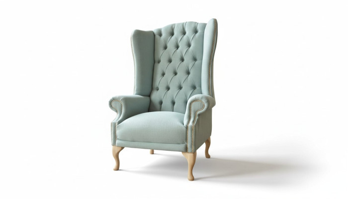 Ohrensessel fauteuil Ontwerp Bekleding Wit Bank Chesterfield Textiel Nieuw