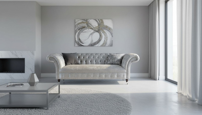 Chesterfield Design Bank Bankstel 2-zits Bekleding Grijs Bankstellen Banken Nieuw