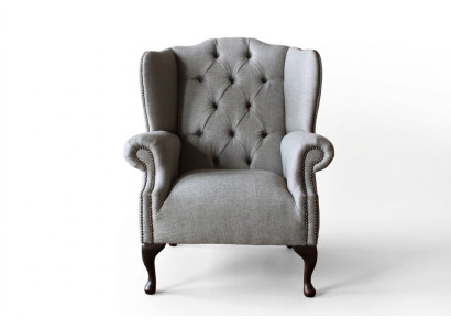 Luxe gestoffeerde klassieke Chesterfield-fauteuil met hoge rugleuning, eenzitter, nieuw.