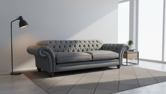Bank Luxe Textiel Chesterfield Bank Banken Bekleding 3-zits Grijs Ontwerp