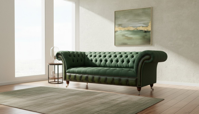 Chesterfield Bank 3-zits bank Bekleding Stof Leder Banken Textiel Nieuw