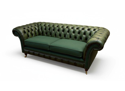 Ontwerpbank 3-zits bekleding lederen banken textiel Chesterfield Groen