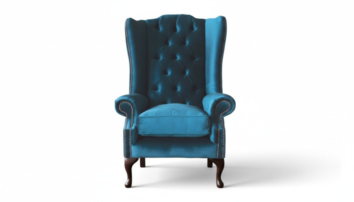 Grijze oorfauteuil Fauteuil Ontwerp Bekleding Chesterfield Textiel Woonkamer