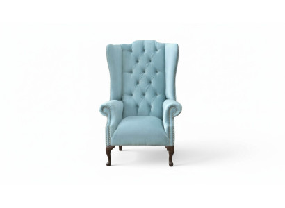 Babyblauwe oorfauteuil Fauteuil Ontwerp Bekleding Bank Bank Chesterfield Stof Nieuw