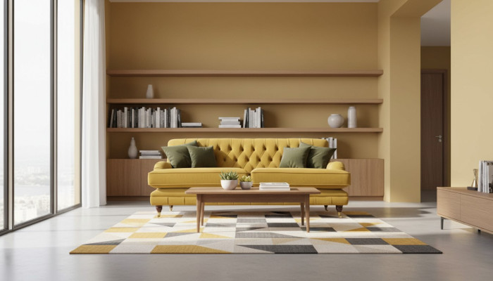 Bankstel 3-zits Geel Gestoffeerde bank Woonkamer Elegante Design Klassiek