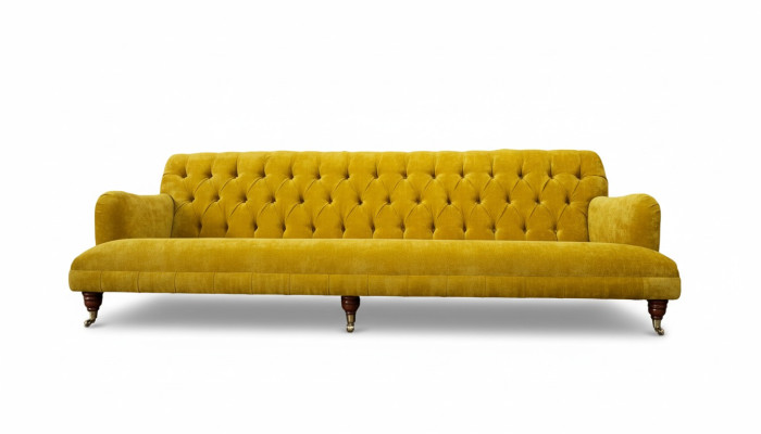 Ontwerp Chesterfield Chesterfield Stof Geel 5-zits Bankbekleding Nieuw