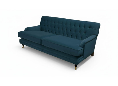 Chesterfield Design Luxe Gestoffeerde Bank 3-Zits Blauw Bankstel Textiel Nieuw