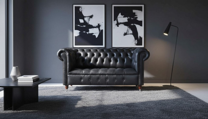 Klassiek Design Chesterfield Luxe gestoffeerde bank Bankstel van leer Nieuw