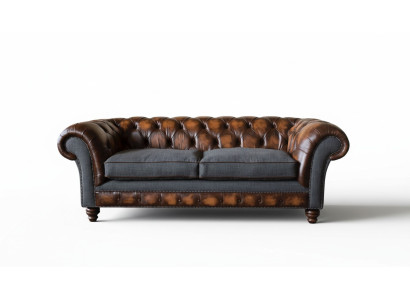 Chesterfield Design Luxe Gestoffeerde Bank Bank Zitkamer Leer Nieuw