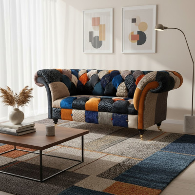 Bank stof design driezits luxe Chesterfield-meubels veelkleurig