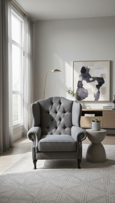 Fauteuil Oorfauteuil Stof Grijs Woonkamer Polyester 1-zits Modern Nieuw