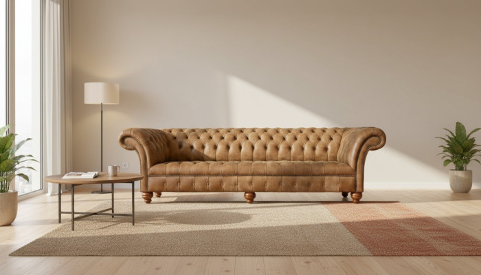 Bankstel 4-zits Chesterfield bekleding woonkamer design luxe hout nieuw