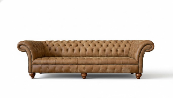 Bankstel 4-zits Chesterfield bekleding woonkamer design luxe hout nieuw