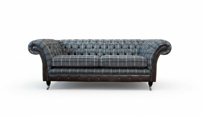 Bankstel 3-zits bankstellen textiel banken design meubels driezits grijs Chesterfield
