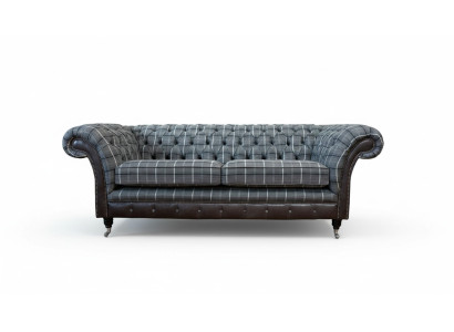 Bankstel 3-zits bankstellen textiel banken design meubels driezits grijs Chesterfield
