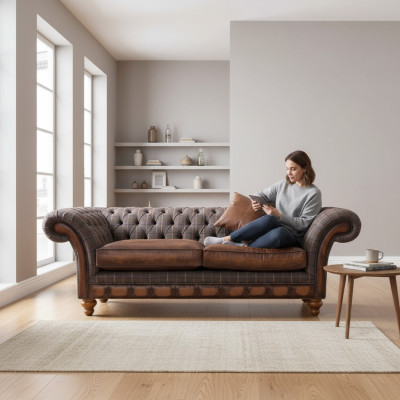 Woonkamer Modern Bankstel 3-zits Design Stijl Meubilair Chesterfield Bankstellen Grijs Nieuw