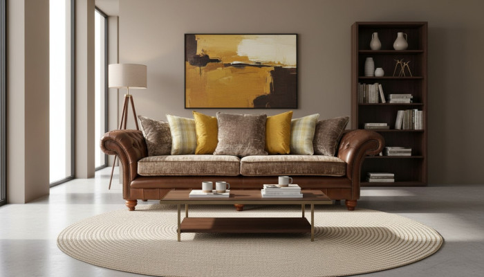 Sofa Bank 3-zits Design Bank Bekleding Textiel Klassiek Driezitter Nieuw