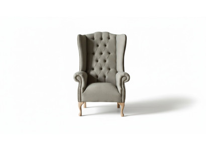 Grijze oorfauteuil Fauteuil Design Bekleding Chesterfield Textiel Woonkamer