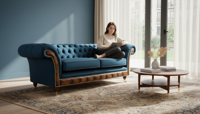 Ontwerp driezitsbank gestoffeerde bank Chesterfield kamermeubels zitten