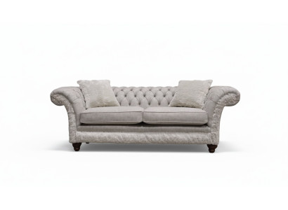 Modern driepersoons design gestoffeerde textiele bank 3-zitter woonkamerbank Chesterfield Beige