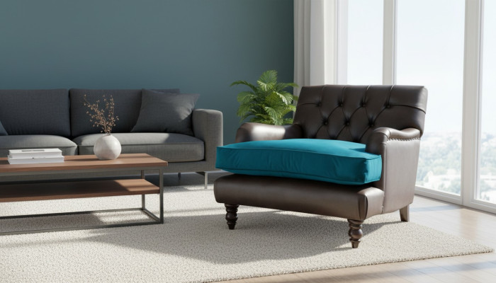 Chesterfield fauteuil bank 1-zits bank gestoffeerde bank leer grijs
