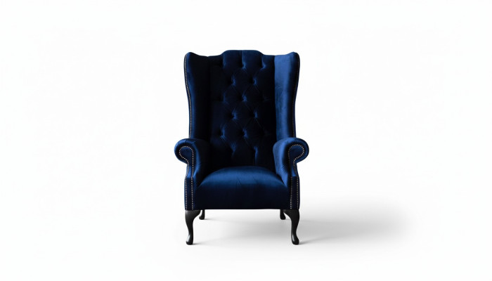 Ohrensessel Chesterfield Bank Bankstel 1-zits Fauteuil Textiel Blauw