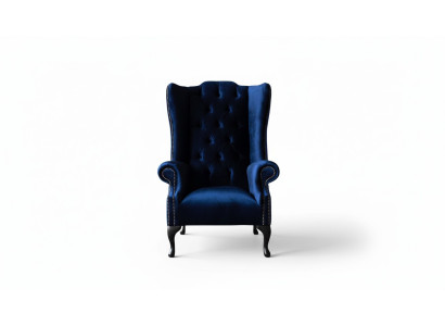Ohrensessel Chesterfield Bank Bankstel 1-zits Fauteuil Textiel Blauw