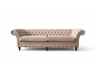Moderne Chesterfield 4-zits design bank roze gestoffeerde banken stof textiel