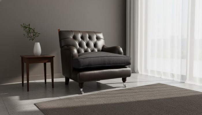 Chesterfield design fauteuil bank gestoffeerde luxe banken 1 zit leer