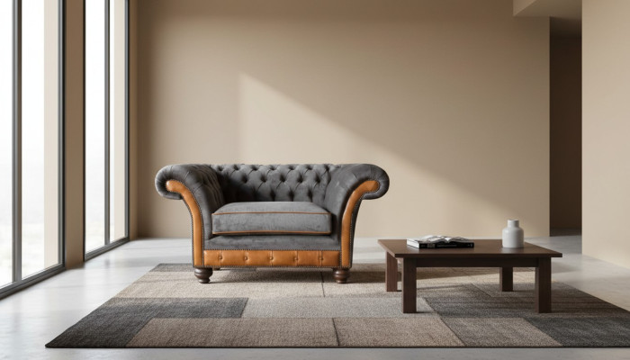 Chesterfield Design Fauteuil Bank Bekleding Stof Banken Oorfauteuil