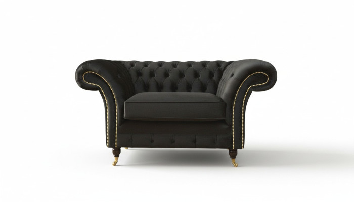 Chesterfield fauteuil Lounge Zwart Bank Bankstel Modern Stof Nieuw