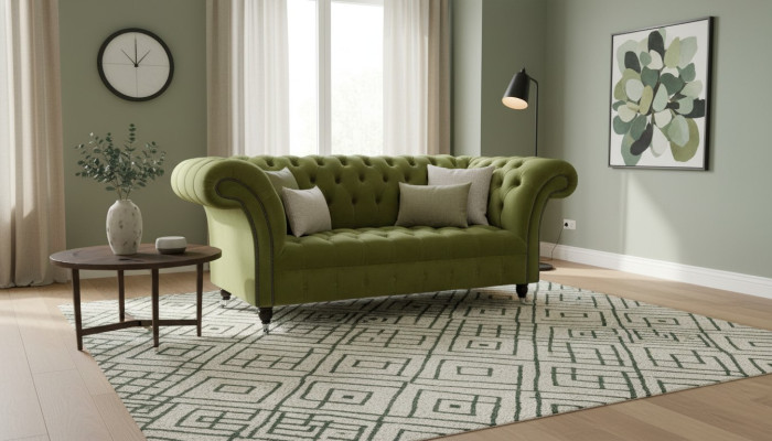 Sofa 2-zitsbank gestoffeerde bankstel Chesterfield bankstel in groen Nieuw