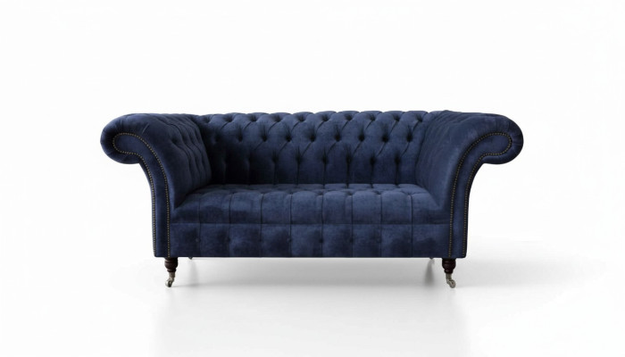 Chesterfield Design Bank Bank 2 Zits Bekleding Blauw Banken Banken Nieuw