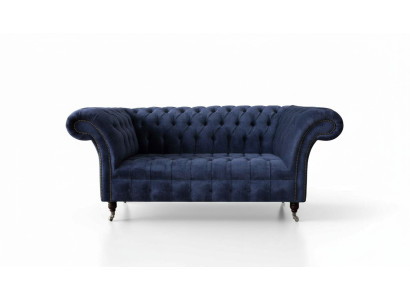 Chesterfield Design Bank Bank 2 Zits Bekleding Blauw Banken Banken Nieuw