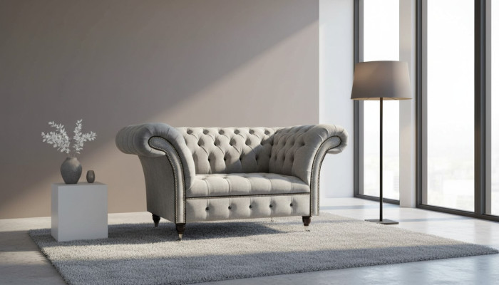 Chesterfield stoel stof woonkamer design bekleding textiel design luxe