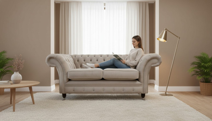 Chesterfield textiel gestoffeerde bankstel luxe bank stoffen bankstellen 2-zits
