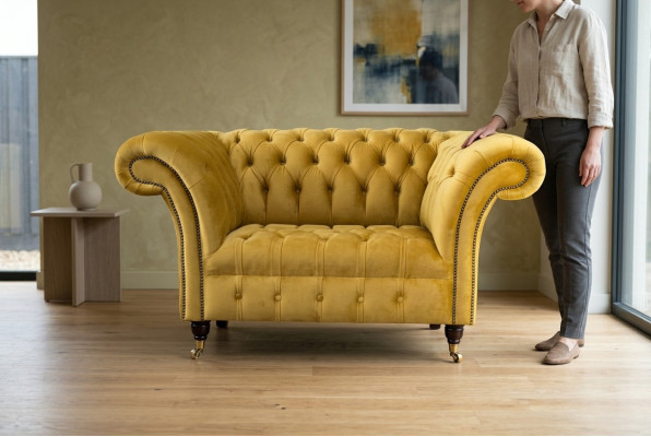 Chesterfield Gele Fauteuil Bank Bekleding Luxe Textiel Ontwerp Banken Nieuw