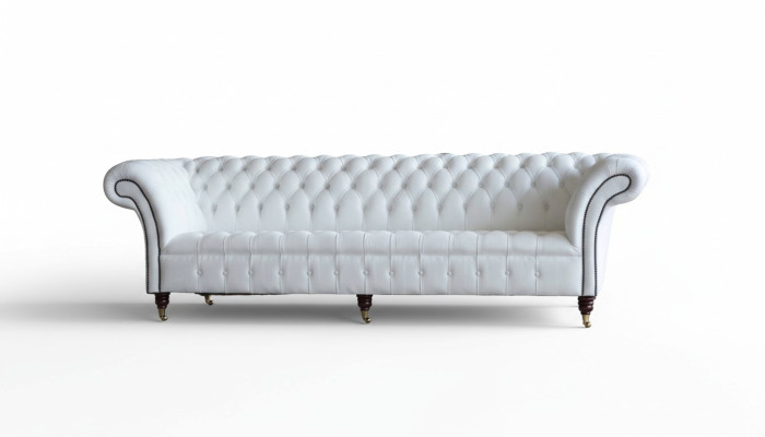 Chesterfield bankstellen ontwerp luxe wit textiel bankstel 4-zits stof vierzitter.