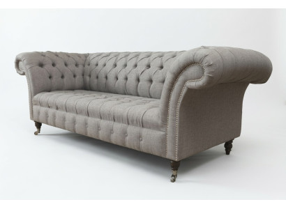 Chesterfield 3-zits gestoffeerde bank bank banken textiel moderne stijl grijs