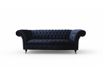 Luxe bankstel Driepersoons Blauw Stof Textiel Stijl Bank Banken Meubels