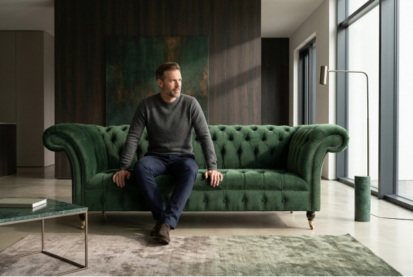 Design Bankstel 3-Zits Bank Bekleding Chesterfield Woonkamer Textiel Bankstellen