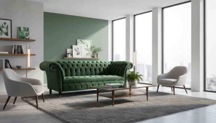 Design Bankstel 3-Zits Bank Bekleding Chesterfield Woonkamer Textiel Bankstellen