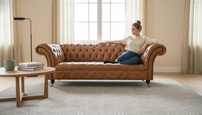 Bankstel 3 zits moderne Chesterfield banken banken gestoffeerd bruin nieuw