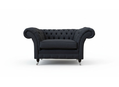Grijze Chesterfield fauteuil 1,5-zits bank Bank Bekleding Textiel Grijs Fauteuil