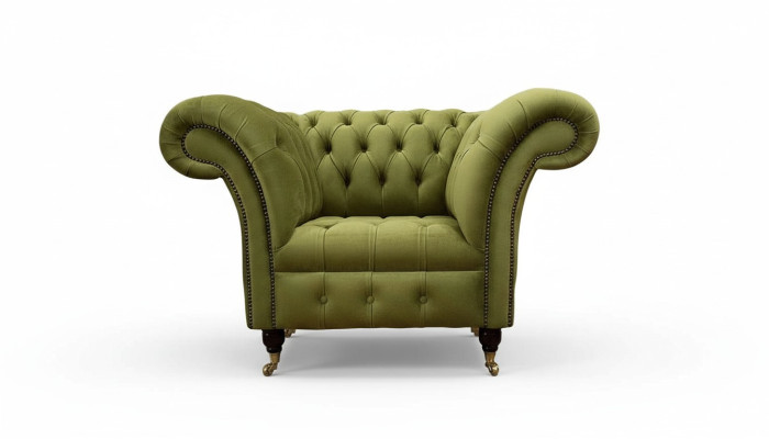 Chesterfield design fauteuil bank bekleding luxe textiel bankstellen eenzitter