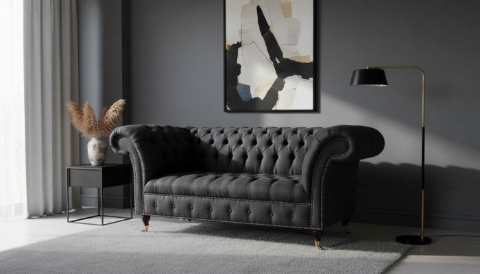 Ontwerp Chesterfield Stoffen Bank Bankstel 2 Zits Bekleding Textiel Stof Nieuw