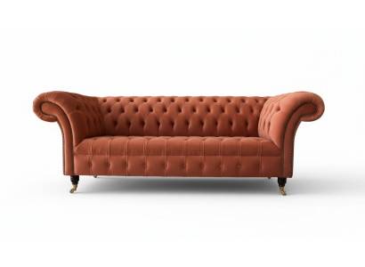 Luxe Chesterfield 3-zits bank gestoffeerde textielbank stoffen bank nieuw