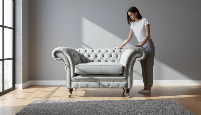 Fauteuil bekleding bank textiel Chesterfield bank-stoelen 1-zits stoel grijs